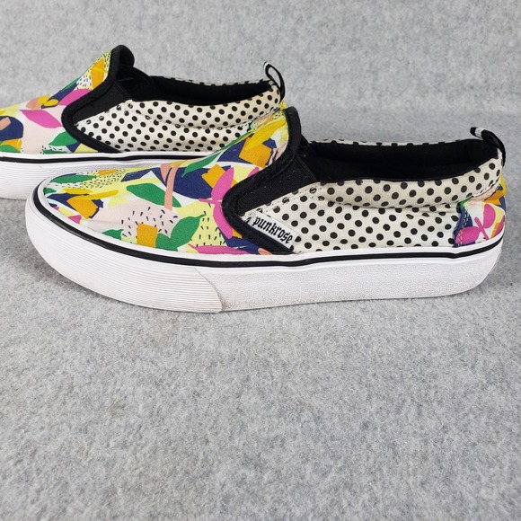 Punkrose Slip On Memory Foam Sneakers Black White Polka Dot Abstract Sole Red - Picture 12 of 15